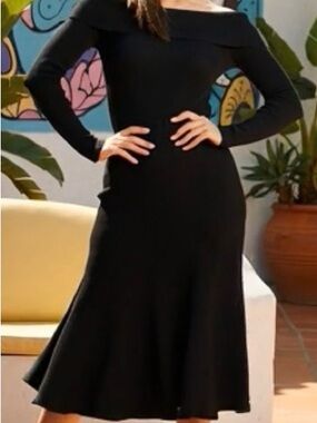 Banana Republic Black Off Shoulder Rib Knit Maxi Dress XS NEW